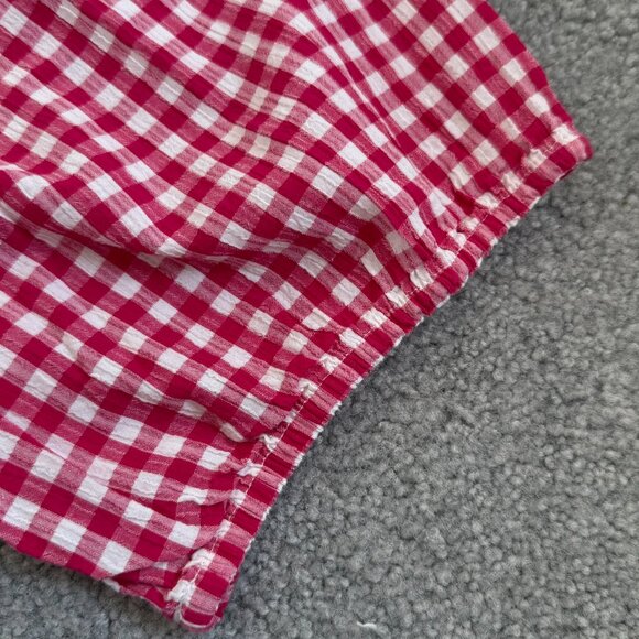 - Catherines 100% Cotton Fuchsia Pink White Gingham 3/4 Sleeves Blouse 3XWP - Picture 5 of 5